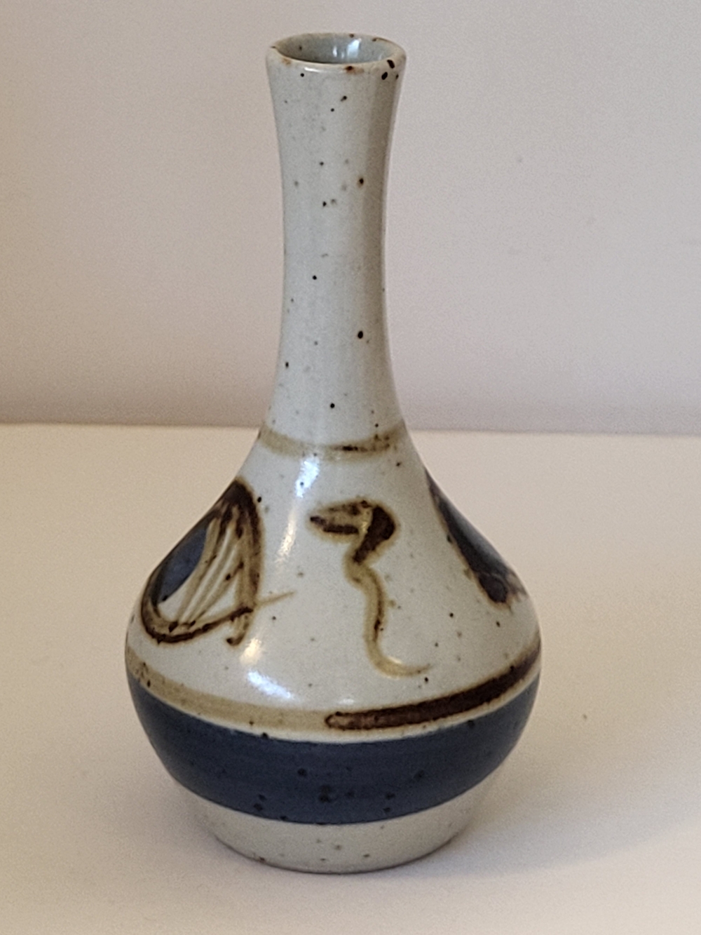 1970s Otagiri OMC Japan Stoneware Eye Bud Vase MCM 5" W/Original Stickers